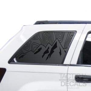 Topography Mountain Scene Decal for 2005-2010 Jeep Grand Cherokee 3rd Windows - Matte Black