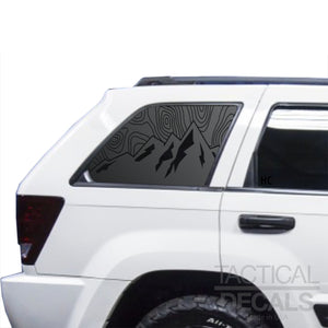 Topography Mountain Scene Decal for 2005-2010 Jeep Grand Cherokee 3rd Windows - Matte Black