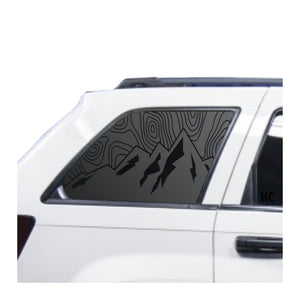 Topography Mountain Scene Decal for 2005-2010 Jeep Grand Cherokee 3rd Windows - Matte Black