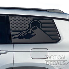 Load image into Gallery viewer, USA Flag with Mountain Design Decal for 2021-2025 Jeep Grand Cherokee L 3rd Windows - Matte Black

