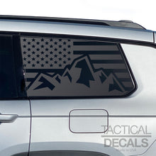 Load image into Gallery viewer, USA Flag with Mountain Design Decal for 2021-2025 Jeep Grand Cherokee L 3rd Windows - Matte Black
