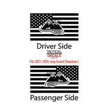 Load image into Gallery viewer, USA Flag with Mountain Design Decal for 2021-2025 Jeep Grand Cherokee L 3rd Windows - Matte Black
