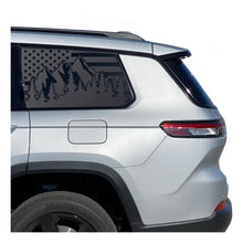 Load image into Gallery viewer, USA Flag w/ Mountain Design Decal for 2021-2023 Jeep Grand Cherokee L 3rd Windows - Matte Black
