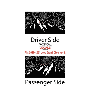 Topography with Mountain Design Decal for 2021-2025 Jeep Grand Cherokee L 3rd Windows - Matte Black