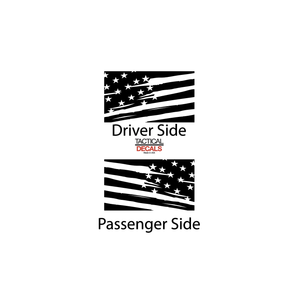 Distressed USA Flag Decal for 2021-2023 Jeep Grand Cherokee L 3rd Windows - Matte Black