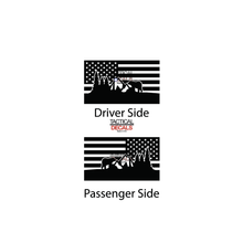 Load image into Gallery viewer, USA Flag w/ Bear Mountain scene Decal for 2021-2023 Jeep Grand Cherokee Non-L 3rd Windows - Matte Black
