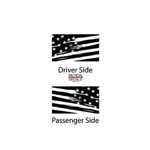 Distressed USA Flag Decal for 2021-2023 Jeep Grand Cherokee Non-L 3rd Windows - Matte Black