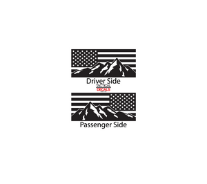 USA Flag w/ Mountain Scene II Decal For 2021 - 2023 Ford Bronco 2-Door Windows - Matte Black