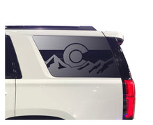Load image into Gallery viewer, State of Colorado Flag w/ Mountain Scene Decal for 2015-2020 Chevy Tahoe 3rd Windows - Matte Black
