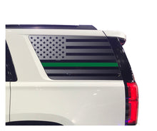 Load image into Gallery viewer, USA Flag with Green Line Decal for 2015-2020 Chevy Tahoe 3rd Windows - Matte Black
