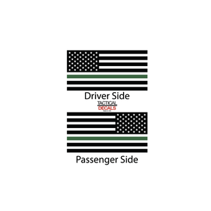 USA Flag with Green Line Decal for 2015-2020 Chevy Tahoe 3rd Windows - Matte Black