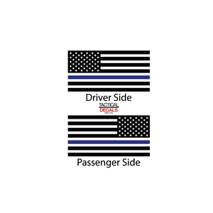 USA Flag with Blue Line Decal for 2015-2020 Chevy Tahoe 3rd Windows - Matte Black