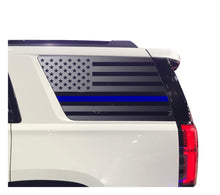 Load image into Gallery viewer, USA Flag with Blue Line Decal for 2015-2020 Chevy Tahoe 3rd Windows - Matte Black
