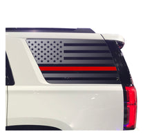 Load image into Gallery viewer, USA Flag with Red Line Decal for 2015-2020 Chevy Tahoe 3rd Windows - Matte Black
