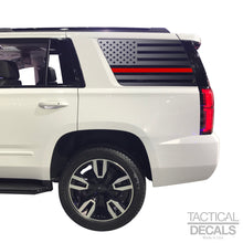 Load image into Gallery viewer, USA Flag with Red Line Decal for 2015-2020 Chevy Tahoe 3rd Windows - Matte Black
