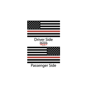 USA Flag with Red Line Decal for 2015-2020 Chevy Tahoe 3rd Windows - Matte Black
