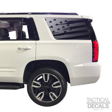 Load image into Gallery viewer, Distressed USA Flag Decal for 2015-2020 Chevy Tahoe 3rd Windows - Matte Black
