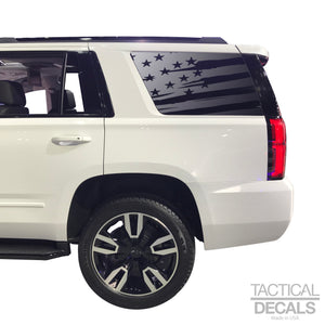 Distressed USA Flag Decal for 2015-2020 Chevy Tahoe 3rd Windows - Matte Black