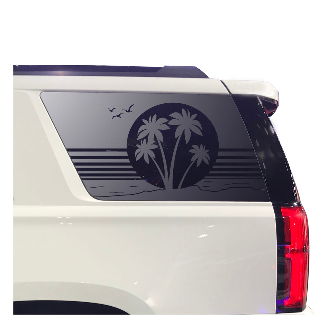 Beach Scene Decal for 2015-2020 Chevy Tahoe 3rd Windows - Matte Black