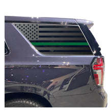 Load image into Gallery viewer, USA Flag w/ Green Line Decal for 2021 - 2023 Chevy Tahoe 3rd Windows - Matte Black
