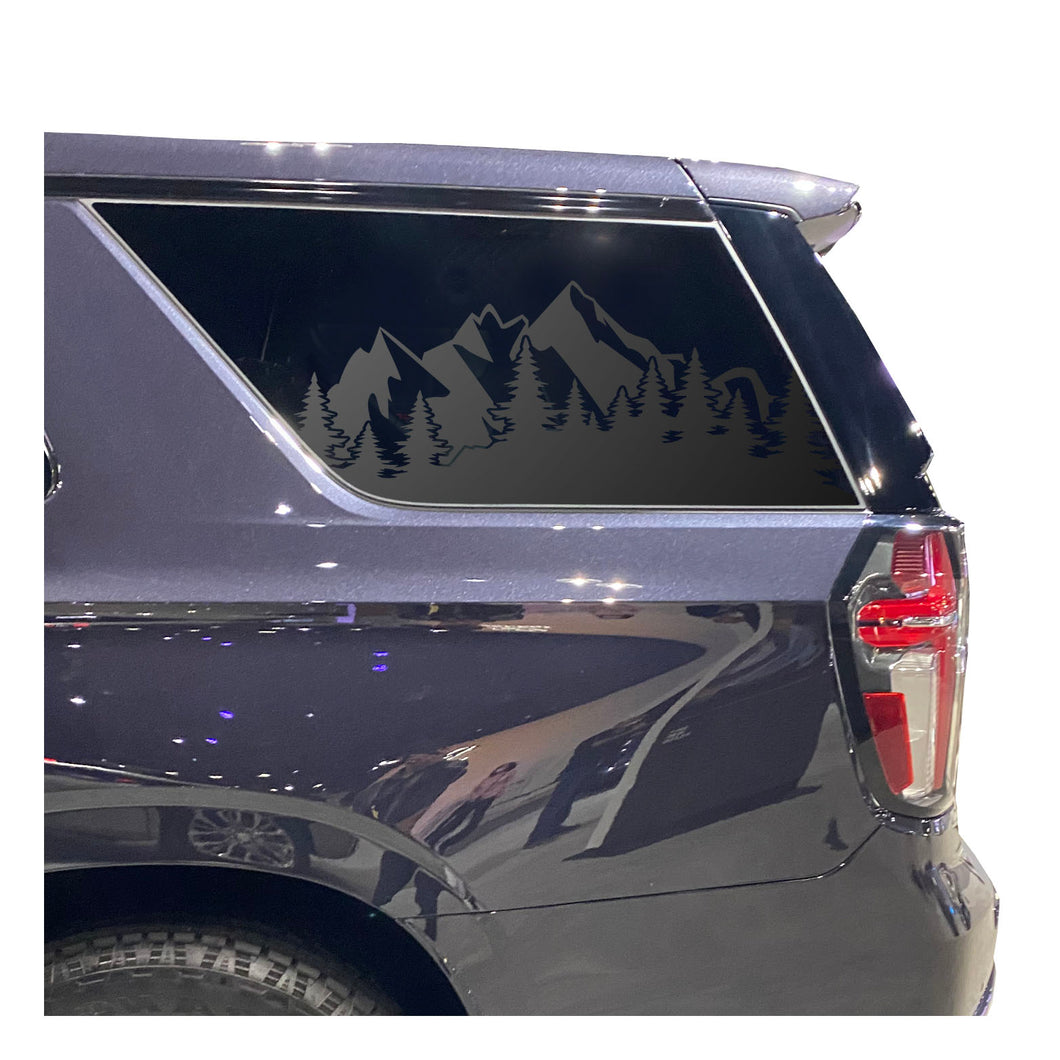 Mountain Design Decal for 2021 - 2023 Chevy Tahoe 3rd Windows - Matte Black