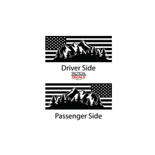 Load image into Gallery viewer, USA Flag w/ Mountain Scene Decal for 2021 - 2024 Chevy Tahoe 3rd Windows - Matte Black
