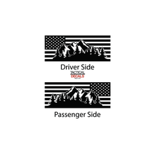 Load image into Gallery viewer, USA Flag w/ Mountain Scene Decal for 2021 - 2023 Chevy Tahoe 3rd Windows - Matte Black
