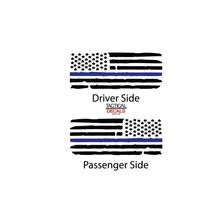 Load image into Gallery viewer, Distressed USA Flag w/ Blue Line Decal for 2021 - 2024 Chevy Tahoe 3rd Windows - Matte Black
