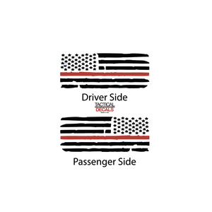 Distressed USA Flag w/ Red Line Decal for 2021 - 2023 Chevy Tahoe 3rd Windows - Matte Black
