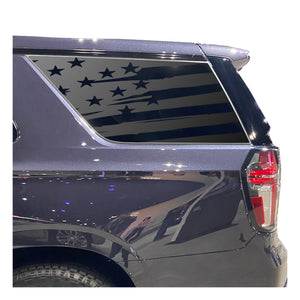 Distressed USA Flag Decal for 2021 - 2024 Chevy Tahoe 3rd Windows - Matte Black