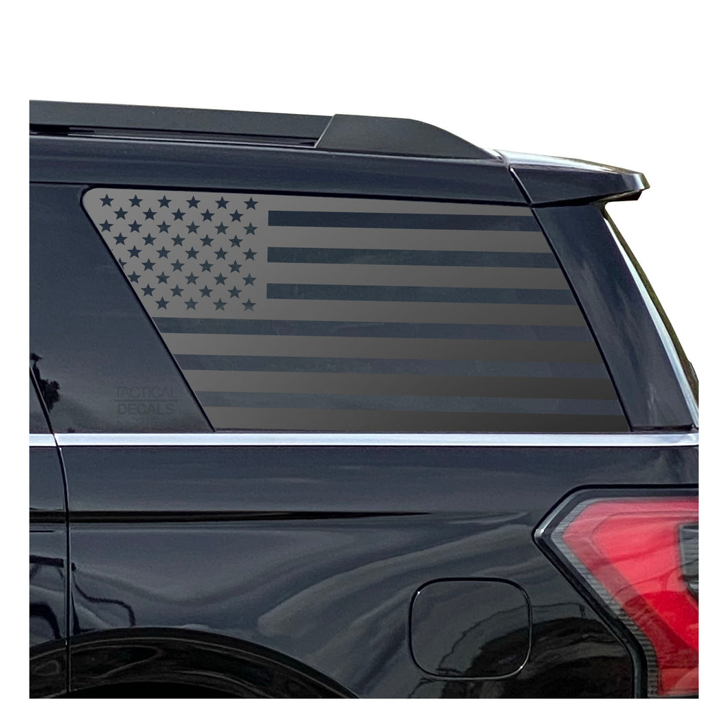 USA Flag Decal for 2018 - 2023 Ford Expedition 3rd Windows - Matte Black