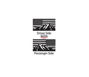 USA Flag with Mountain Scene Decal for 2021 - 2023 Ford Bronco 4-Door Windows - Matte Black