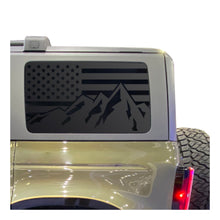 Load image into Gallery viewer, USA Flag with Mountain Scene Decal for 2021 - 2023 Ford Bronco 4-Door Windows - Matte Black
