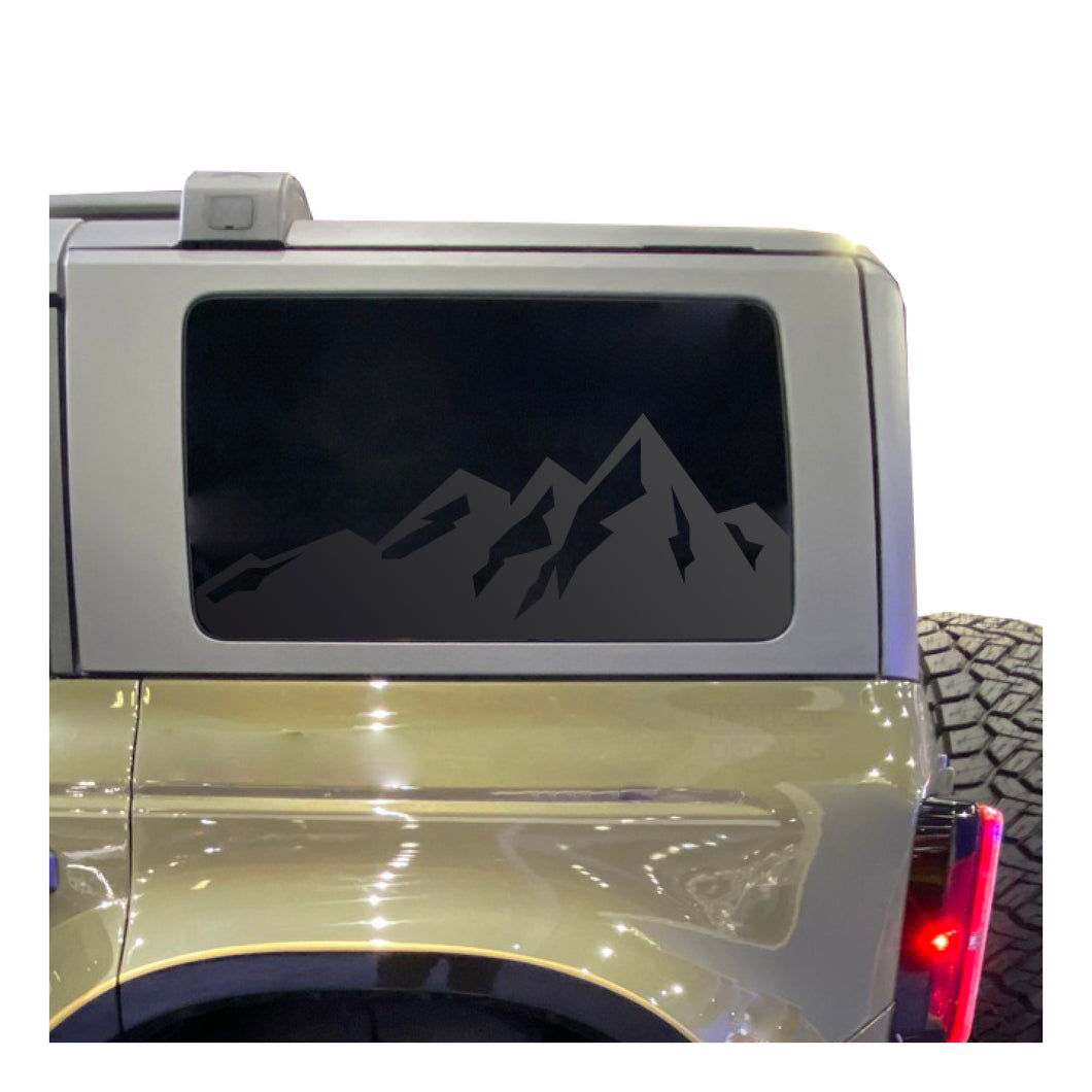 Mountain Scene Decal for 2021 - 2023 Ford Bronco 4-Door Windows - Matte Black