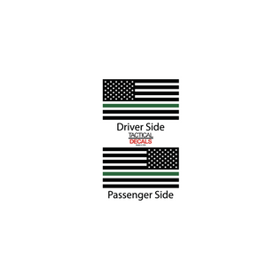 USA Flag with Green Line Decal for 2021 - 2023 Ford Bronco 4-Door Windows - Matte Black