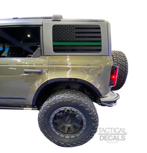 Load image into Gallery viewer, USA Flag with Green Line Decal for 2021 - 2023 Ford Bronco 4-Door Windows - Matte Black
