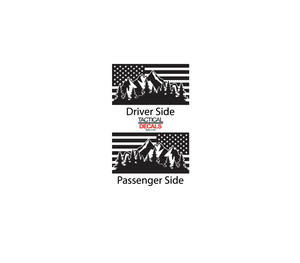 USA Flag with Mountain Scene Decal for 2021 - 2023 Ford Bronco 4-Door Windows - Matte Black
