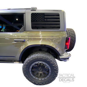 Distressed Flag Decal for 2021 - 2024 Ford Bronco 4-Door Windows - Matte Black