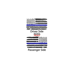Distressed USA Flag w/Blue Line Decal for 2021 - 2023 Ford Bronco 4-Door Windows - Matte Black