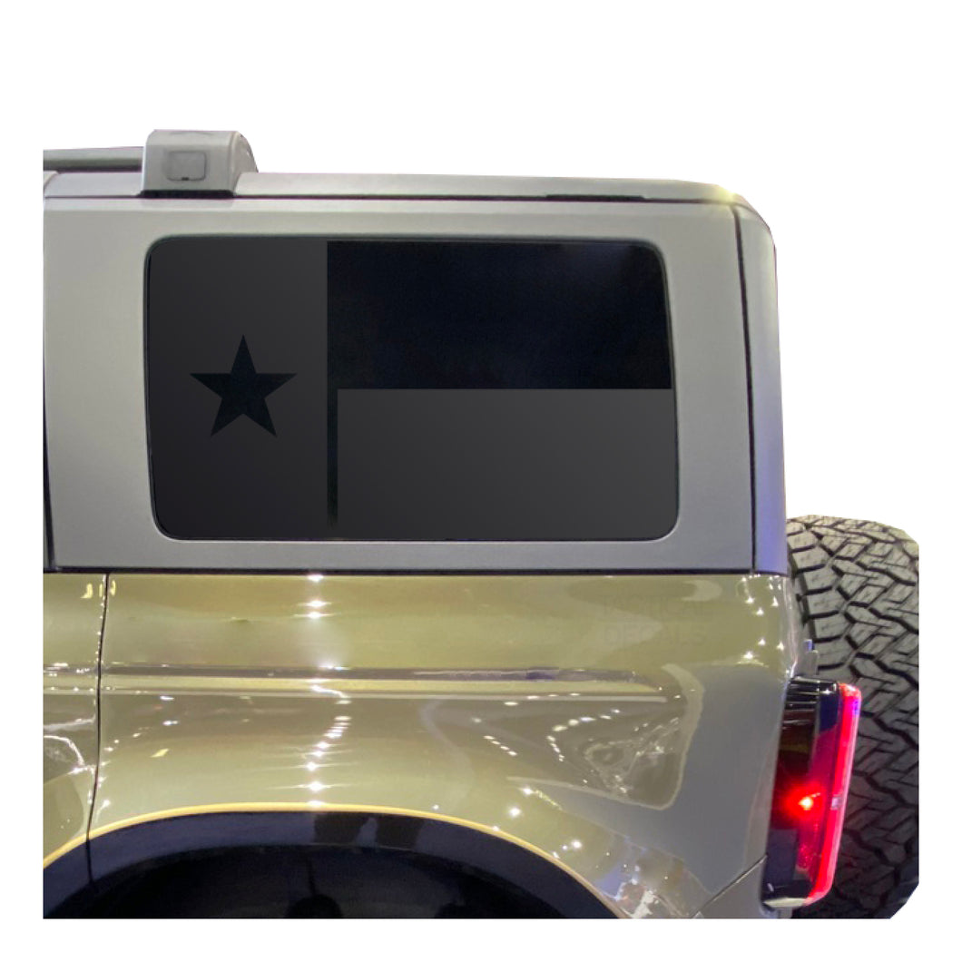 State of Texas Decals for 2021 - 2023 Ford Bronco 4-Door Windows - Matte Black