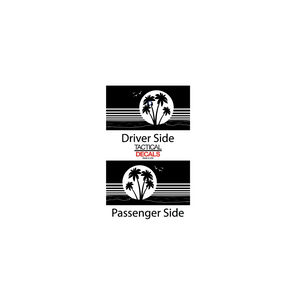 Beach Scene Palm Trees Decal for 2021 - 2023 Ford Bronco 4-Door Windows - Matte Black