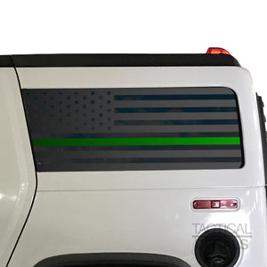 USA Flag w/Green Line Decal for 2002-2009 Hummer H2 3rd Windows - Matte Black