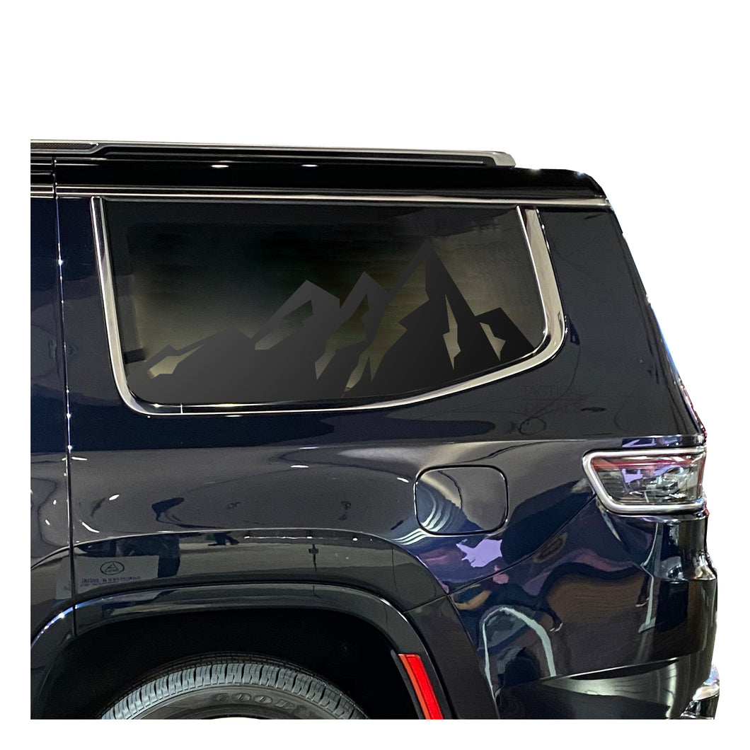 Mountain Scene II Decal for 2022-2023 Jeep Grand Wagoneer 3rd Windows - Matte Black
