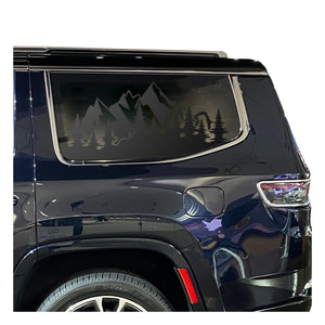 Mountain Scene Decal for 2022-2023 Jeep Grand Wagoneer 3rd Windows - Matte Black