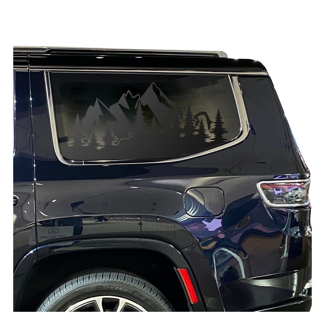 Mountain Scene Decal for 2022-2024 Jeep Grand Wagoneer 3rd Windows - Matte Black