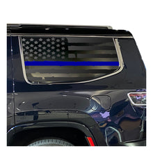 Load image into Gallery viewer, Distressed USA Flag w/Blue Line Decal for 2022-2024 Jeep Grand Wagoneer 3rd Windows - Matte Black
