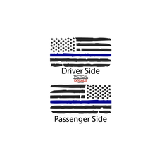 Load image into Gallery viewer, Distressed USA Flag w/Blue Line Decal for 2022-2024 Jeep Grand Wagoneer 3rd Windows - Matte Black
