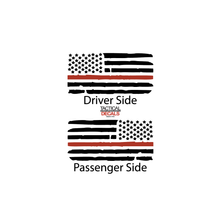 Load image into Gallery viewer, Distressed USA Flag w/Red Line Decal for 2022-2024 Jeep Grand Wagoneer 3rd Windows - Matte Black
