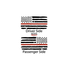 Load image into Gallery viewer, Distressed USA Flag w/Red Line Decal for 2022-2023 Jeep Grand Wagoneer 3rd Windows - Matte Black

