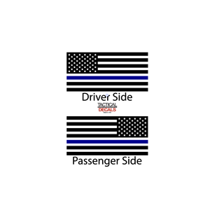 USA Flag w/Blue Line Decal for 2022-2024 Jeep Grand Wagoneer 3rd Windows - Matte Black